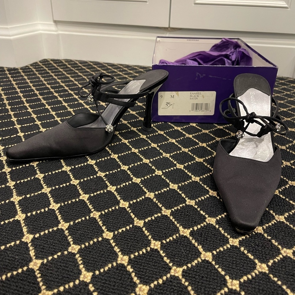 Black sling back heels